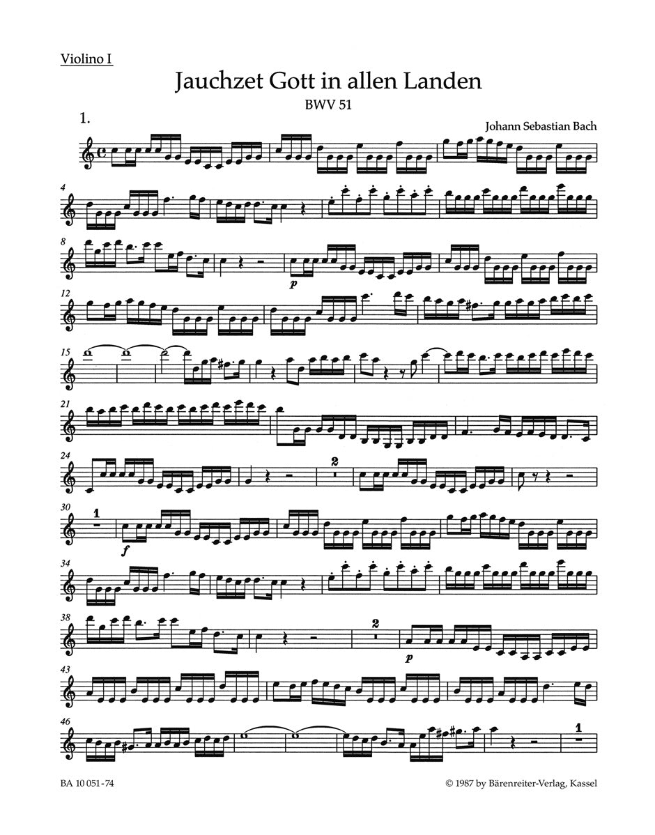 Bach, Kantate BWV 51 Violin I (Barenreiter)