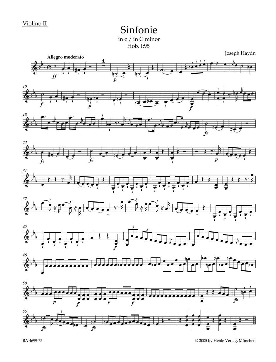 Haydn, Symphony No. 95 Violin II (Barenreiter)