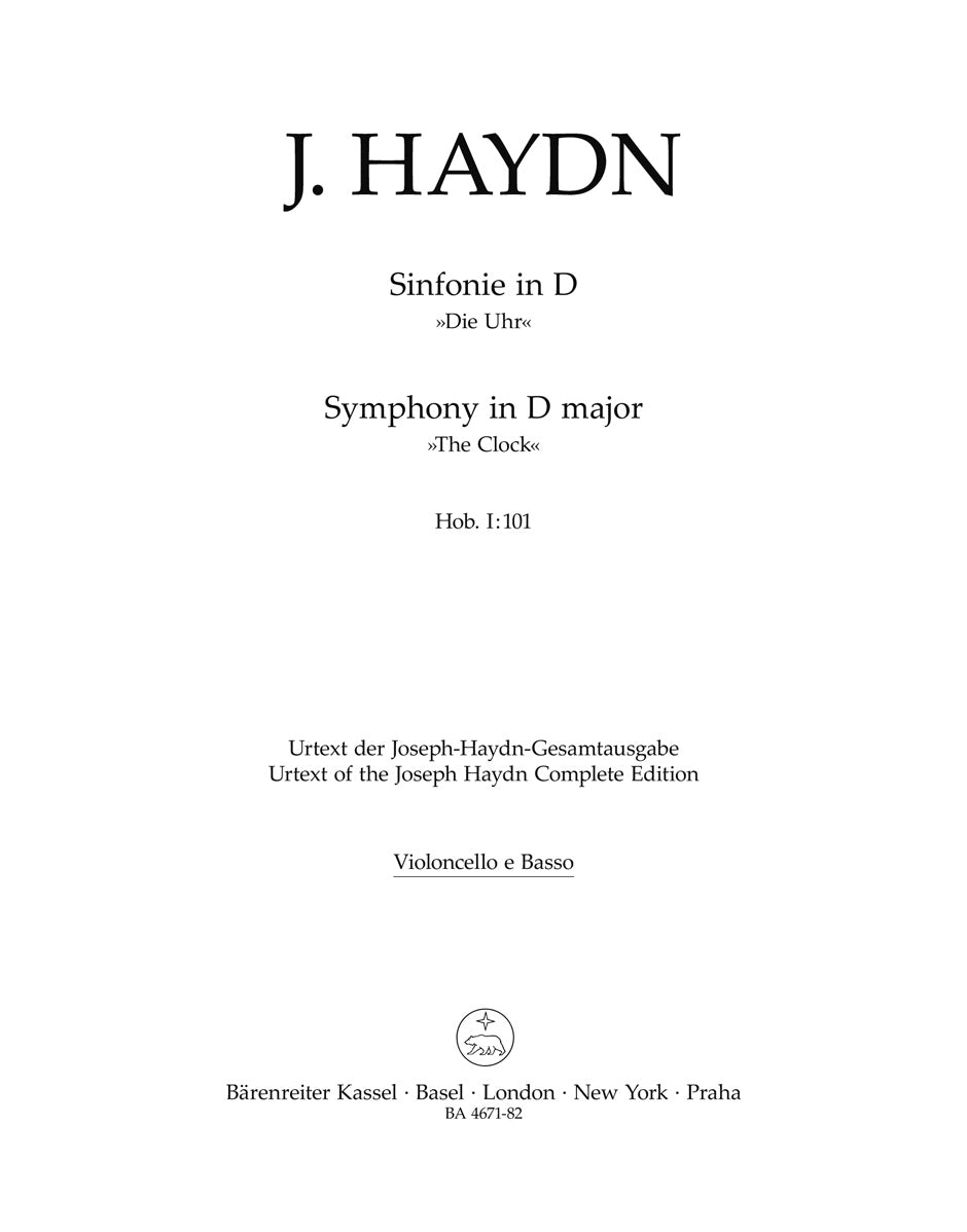 Haydn, Symphony No. 101 Vc/CB (Barenreiter)