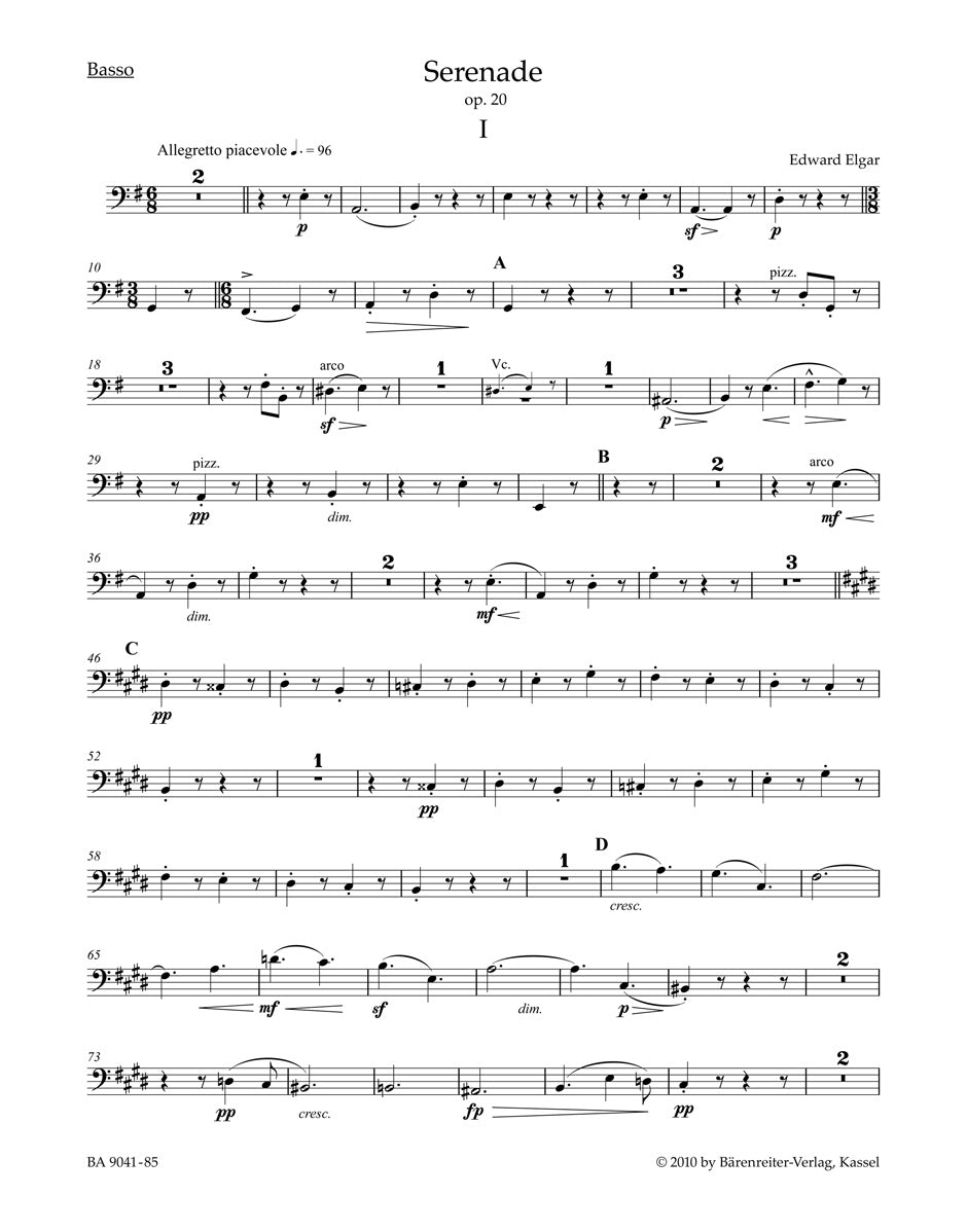 Elgar, Serenade op. 20: Contrabass (Barenreiter)