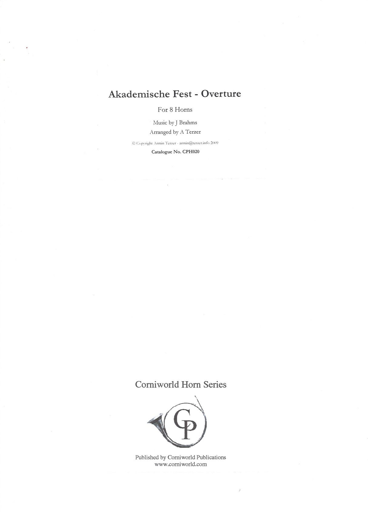 Brahms, Academic Festival Overture (Corniworld Publications)
