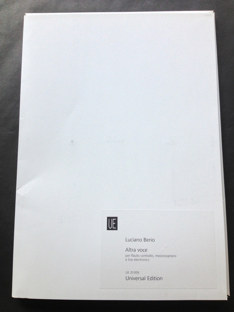 Berio, Altra voce (1999) (Mez,AFl,Elec) (Universal)