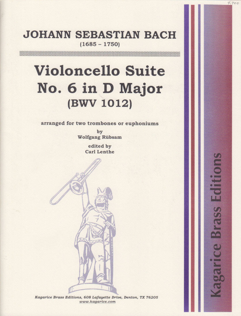 Bach, Violoncello Suite No. 6 (Kagarice Brass Editions)