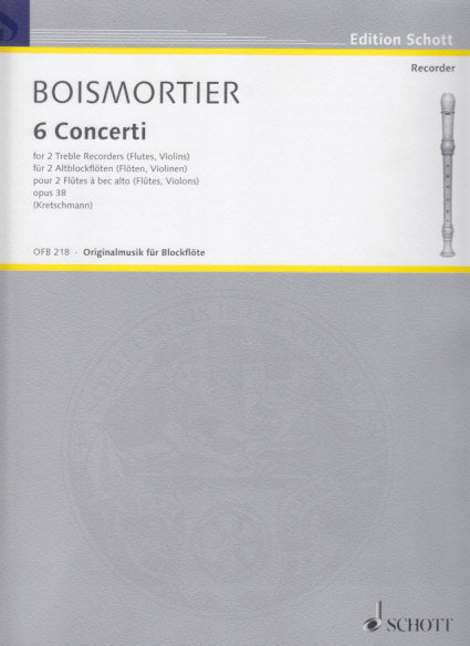Boismortier, 6 Concerti op. 38 (AA Rec) (Schott)