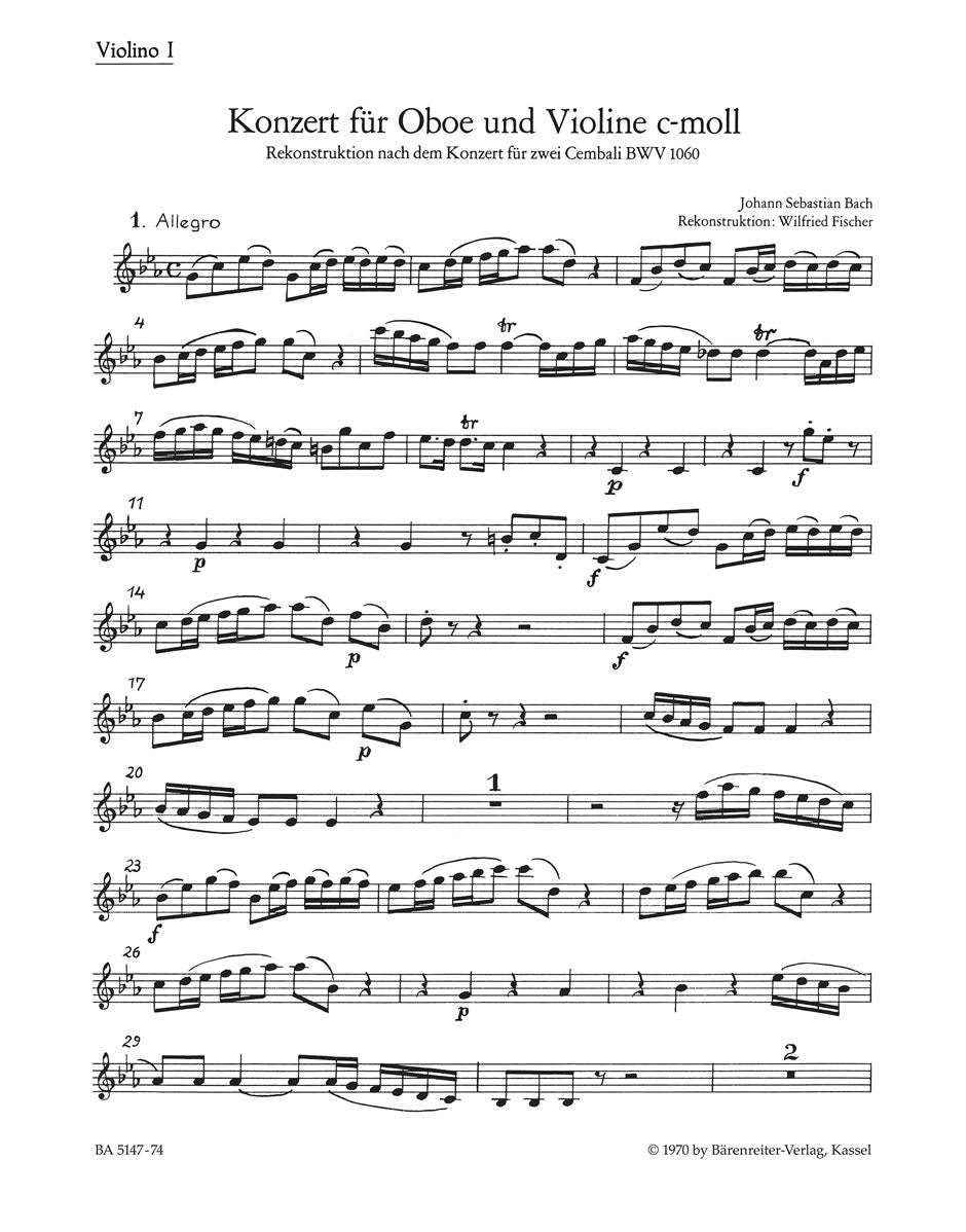 Bach, Concerto BWV 1060 in c Vn I (Barenreiter)