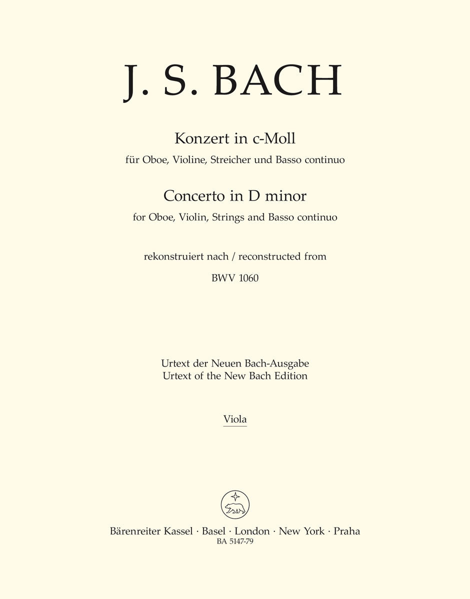 Bach, Concerto BWV 1060 in c Viola (Barenreiter)