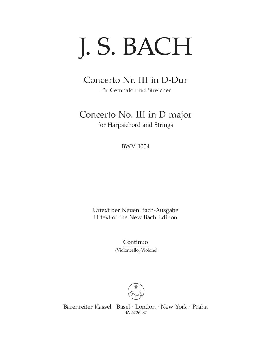 Bach, Concerto BWV 1054 Vc/CB (Barenreiter)
