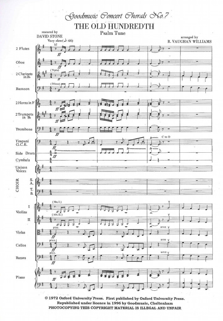 Vaughan Williams, Old 100th Psalm Score (Goodmusic Pub.)