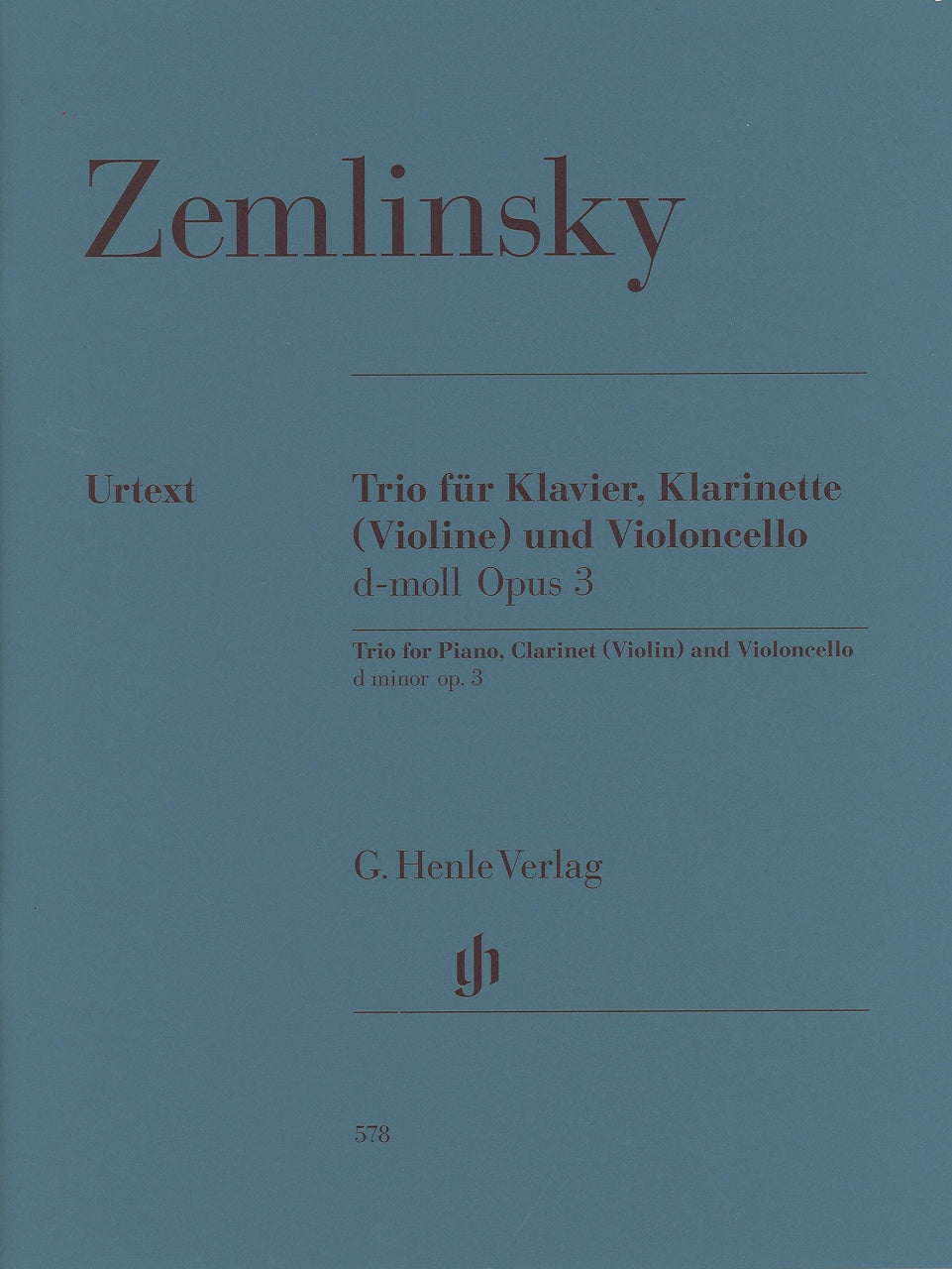 Zemlinsky, Trio op. 3 in d (Cl/Vn,Vc,Pf) (Henle)