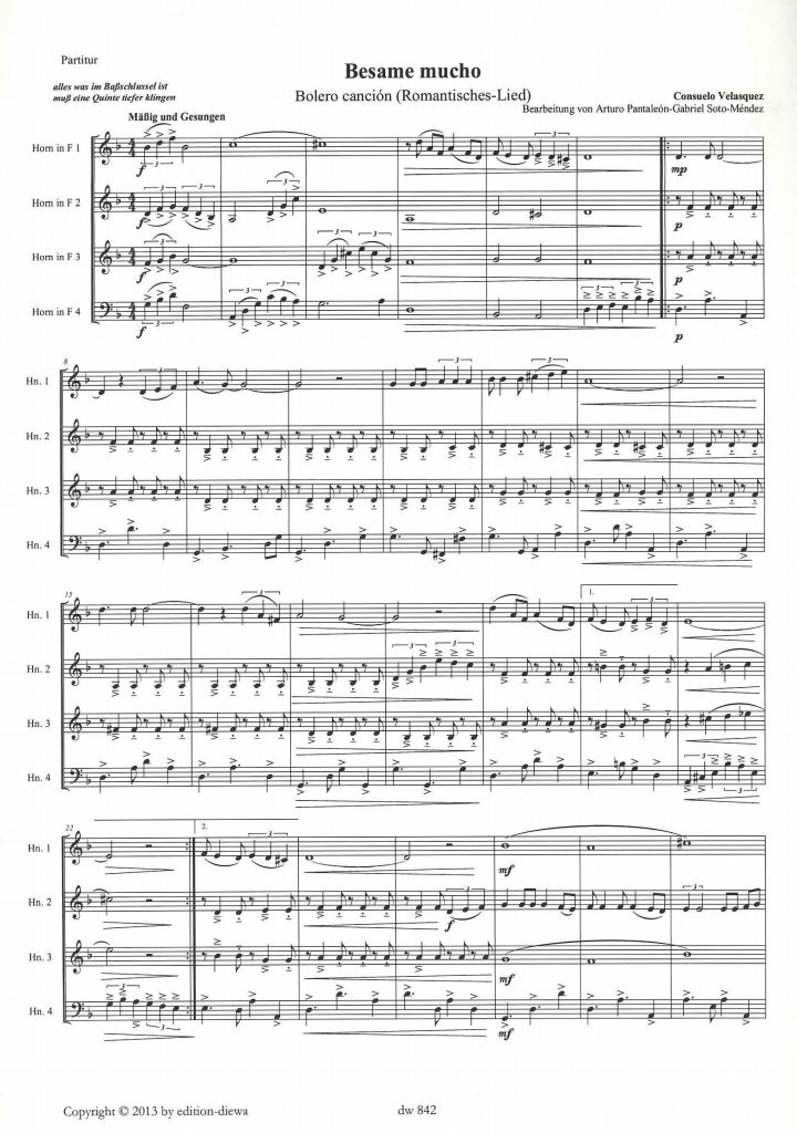 Velazquez, Besame Mucho (4Hn) (Kobl)