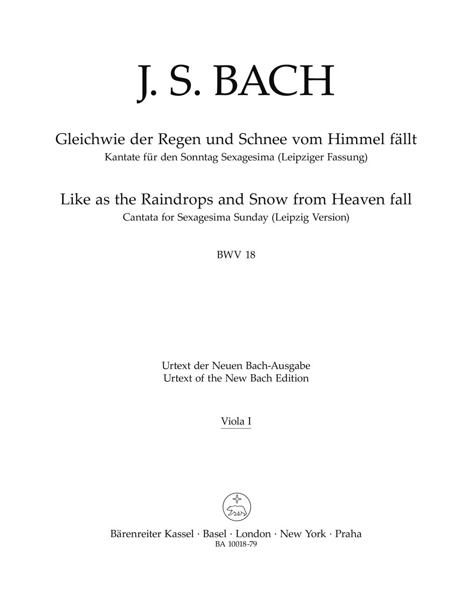 Bach, Kantate BWV 18 Viola I (Barenreiter)
