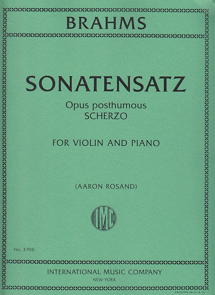 Brahms, Scherzo WoO 2: Sonatensatz (IMC)