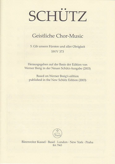 Schutz, Gib unsern Fursten SWV 373 (Barenreiter)