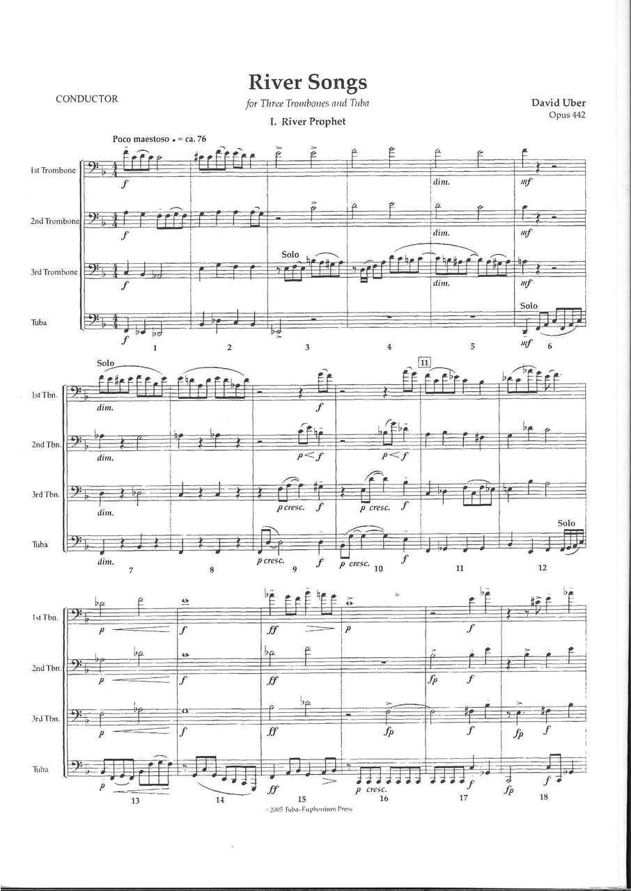 Uber, River Songs (3Tbn/3Euph,Tba) (Tuba-Euphonium Press)