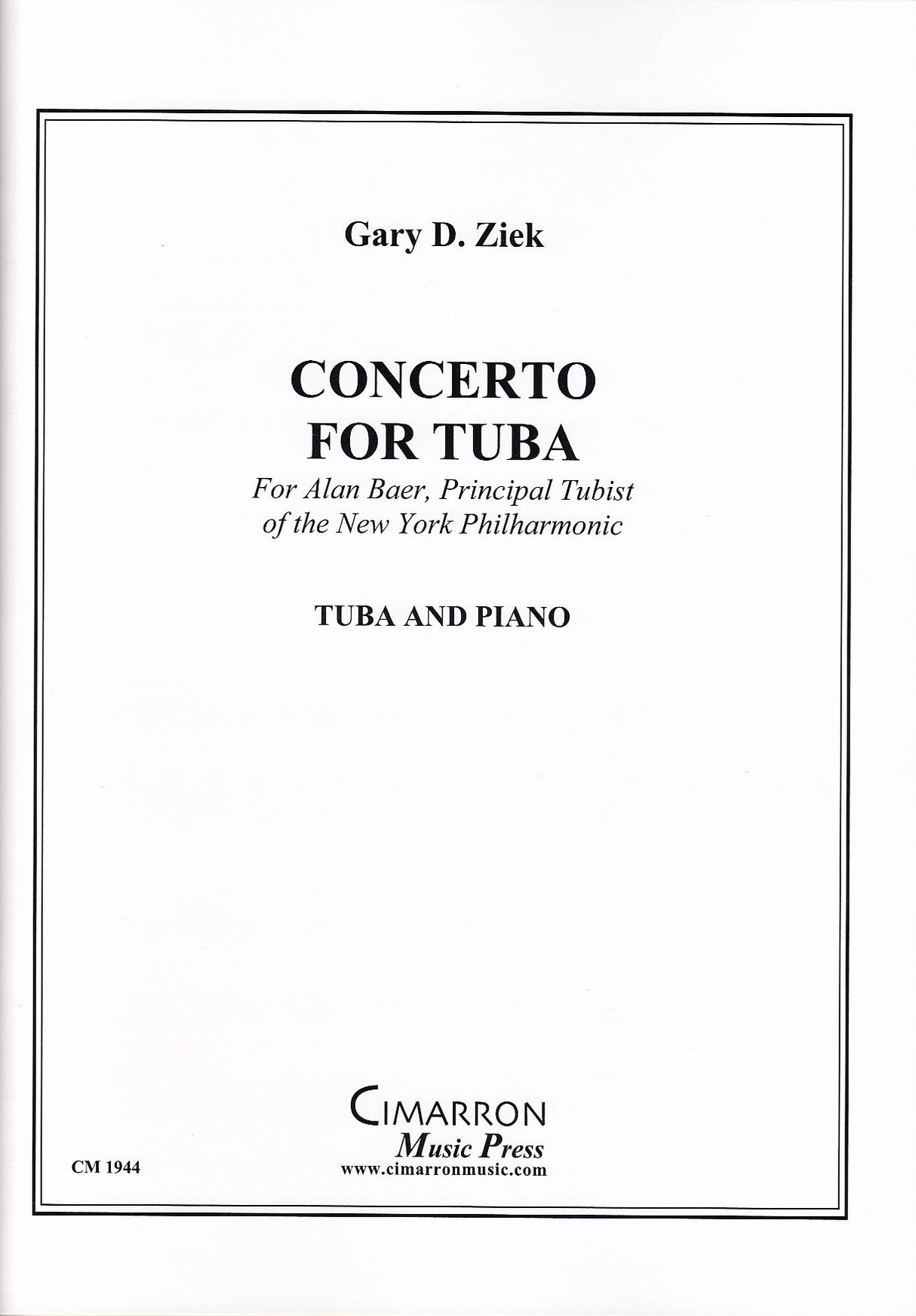 Ziek, Concerto for Tuba (Cimarron Music Press)