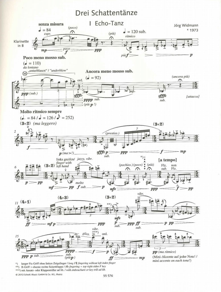 Widmann, 3 Schattentanze (Cl Solo) (Schott)