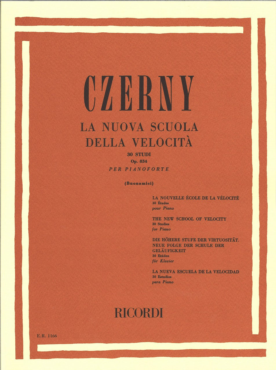 Czerny, Nuova Scuola d.velocita op. 834 (Ricordi)