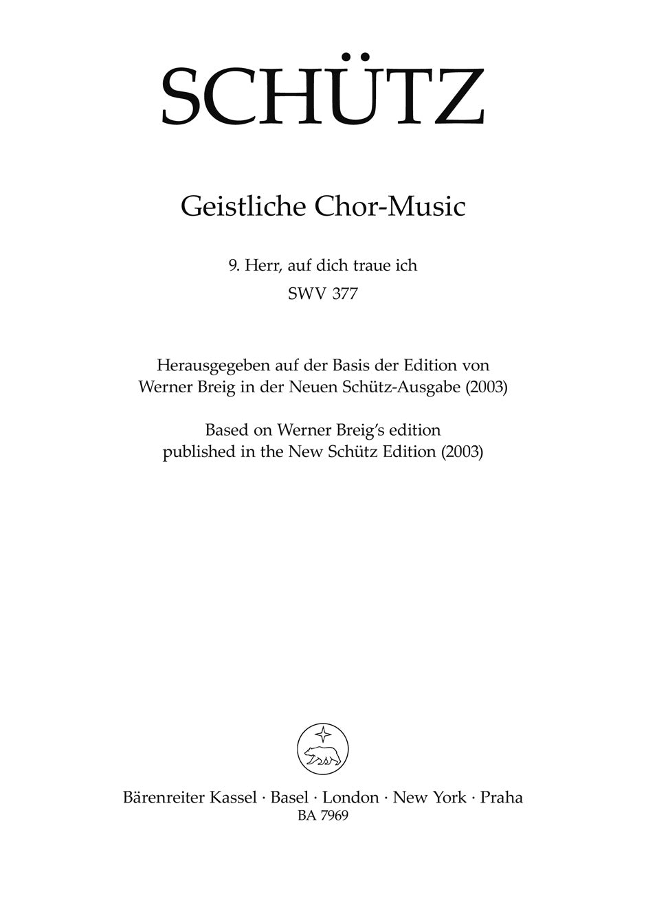 Schutz, Herr, auf dich traue ich SWV 377 (Barenreiter)