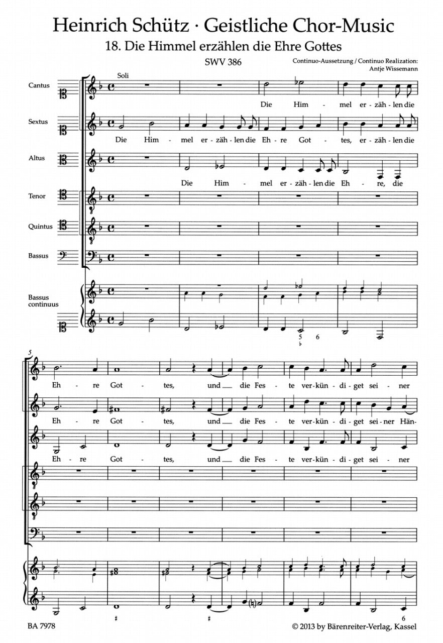 Schutz, Himmel erzahlen die Ehre Gottes (Barenreiter)