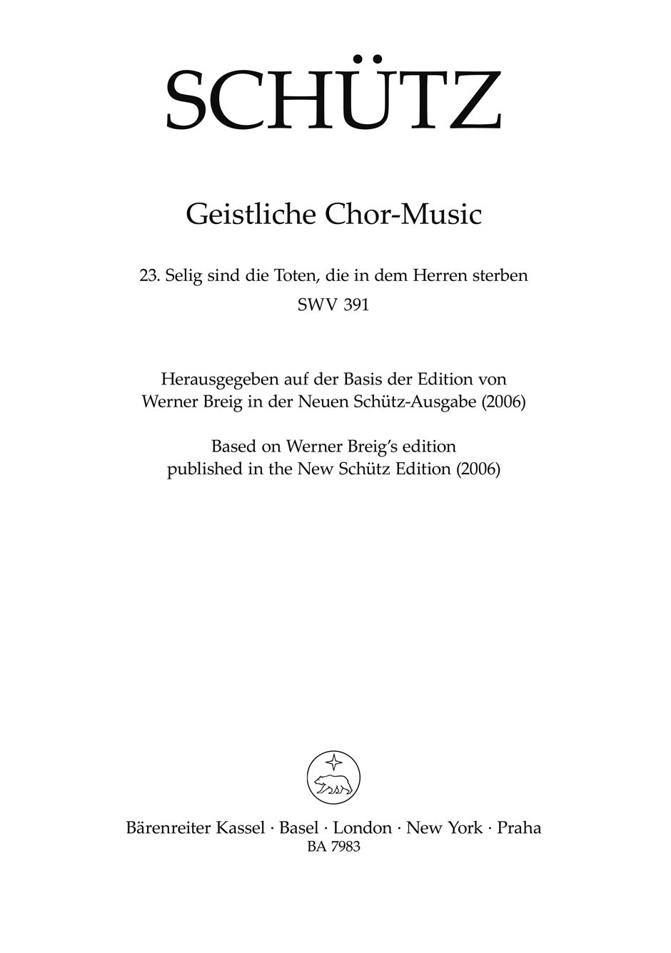 Schutz, Selig sind die Toten SWV 391 (Barenreiter)