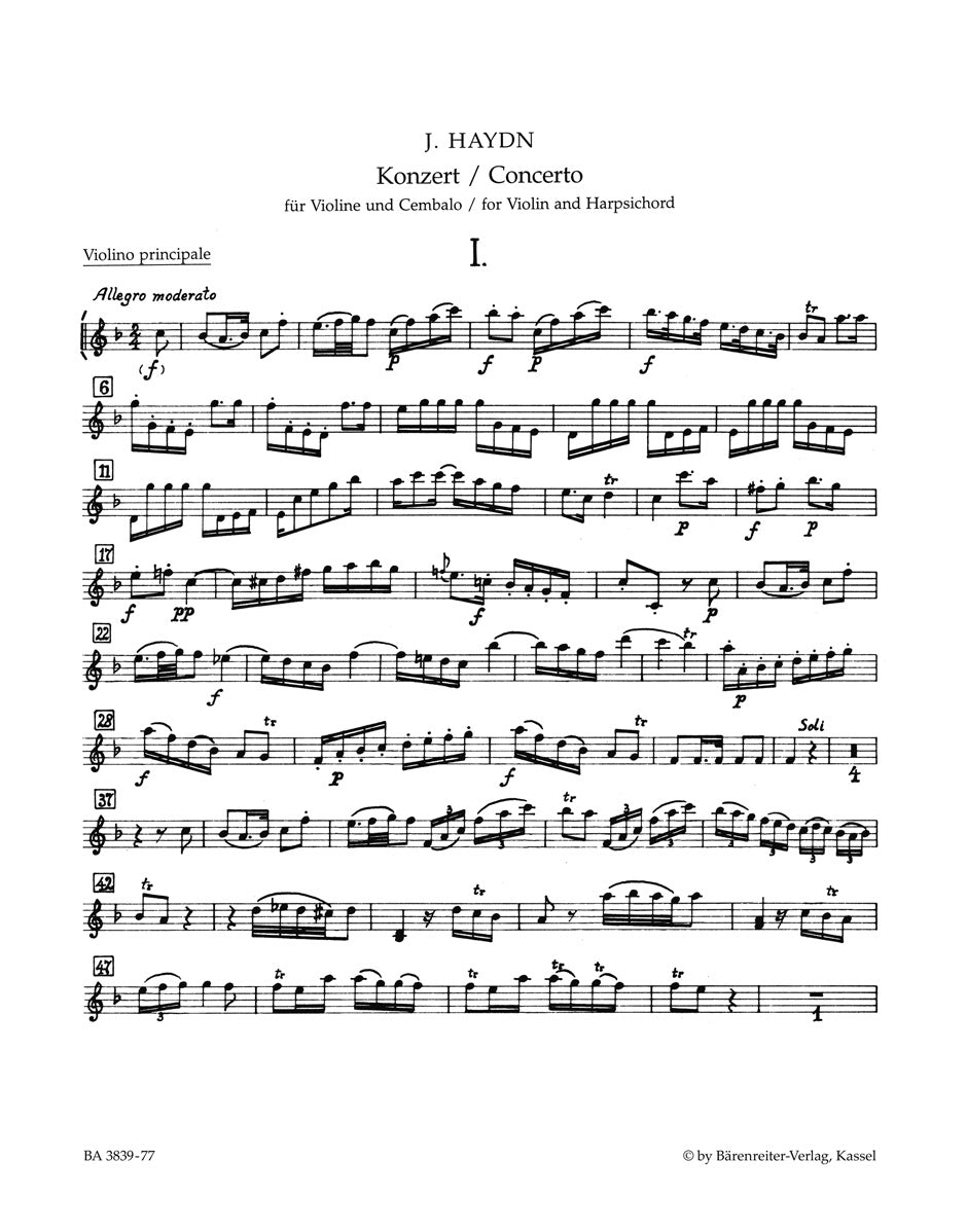 Haydn, Concerto Hob. 18/6 Solo Violin (Barenreiter)