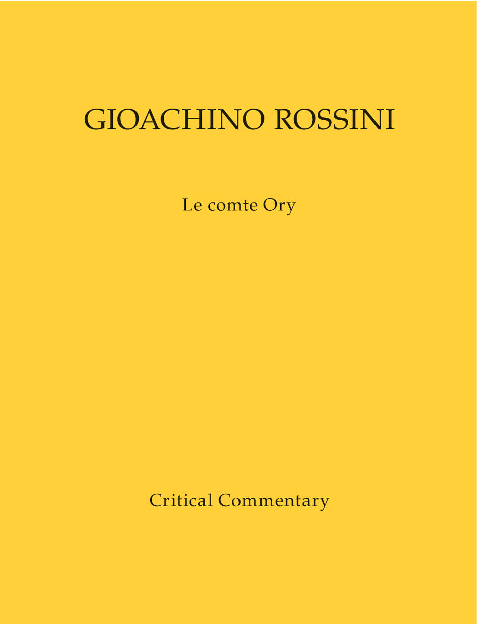Rossini, Comte Ory, Critical Commentary (Barenreiter)