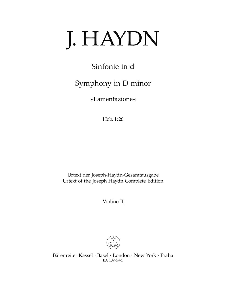 Haydn, Symphony No. 26 Violin II (Barenreiter)