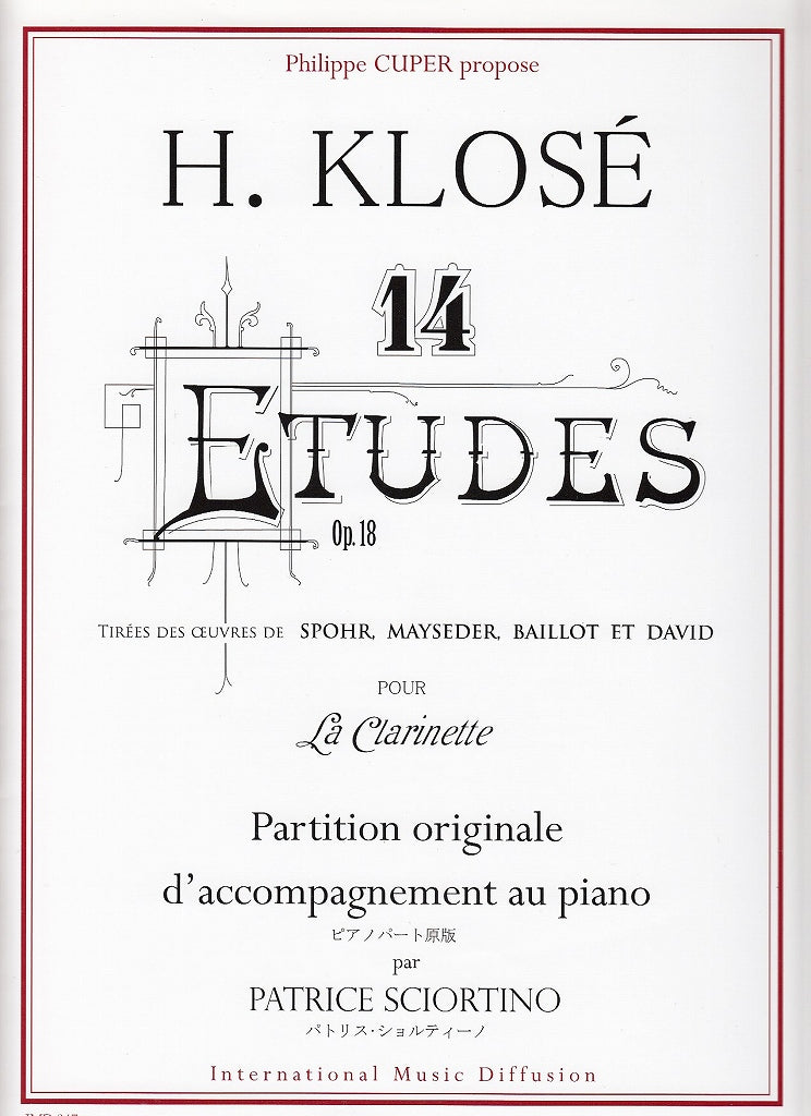 Klose, 14 Etudes op. 18: Piano Accomp. (IMD (International Music Diffusion))