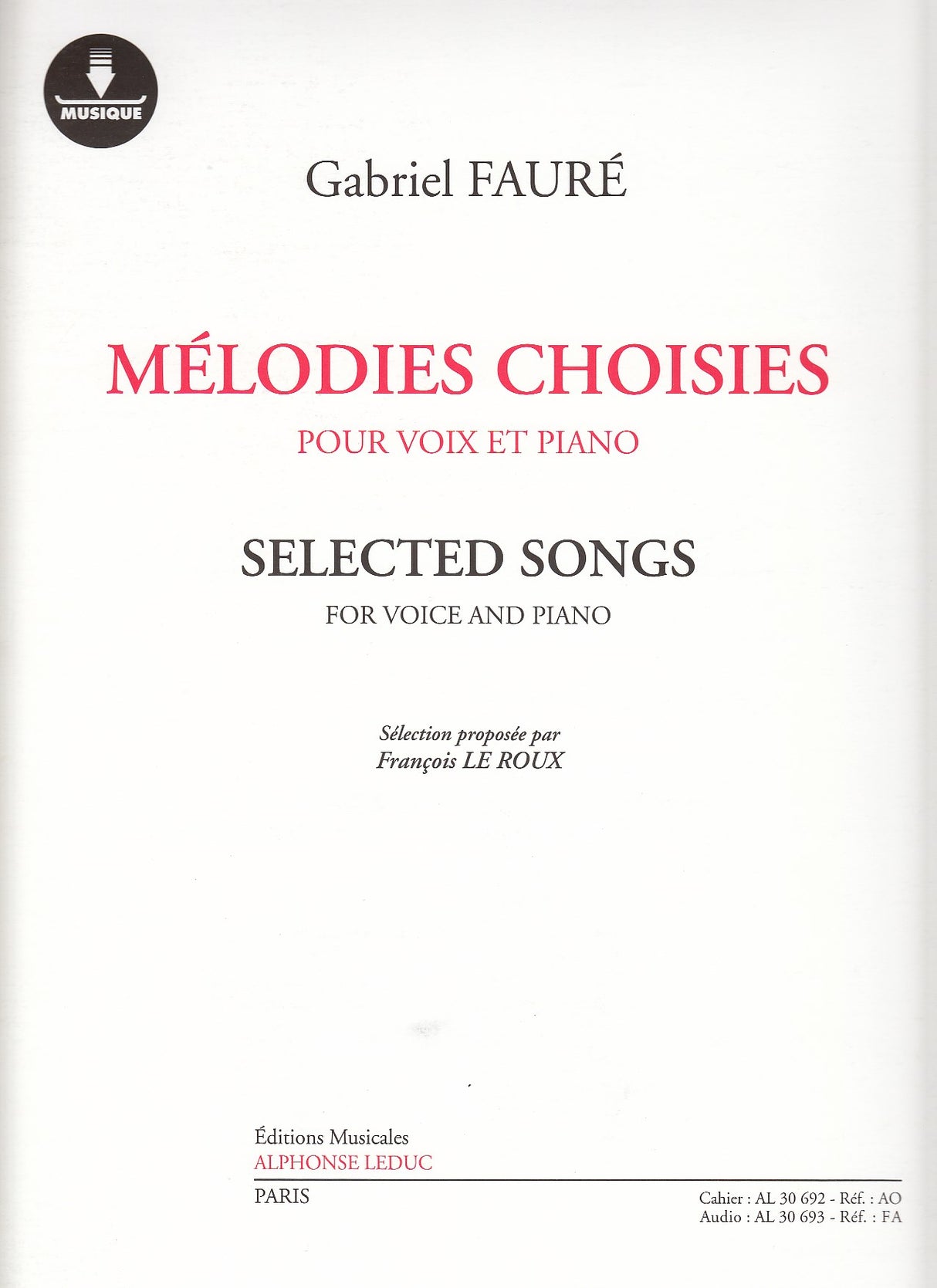 Faure, Melodies choisis (+Download card) (Leduc)
