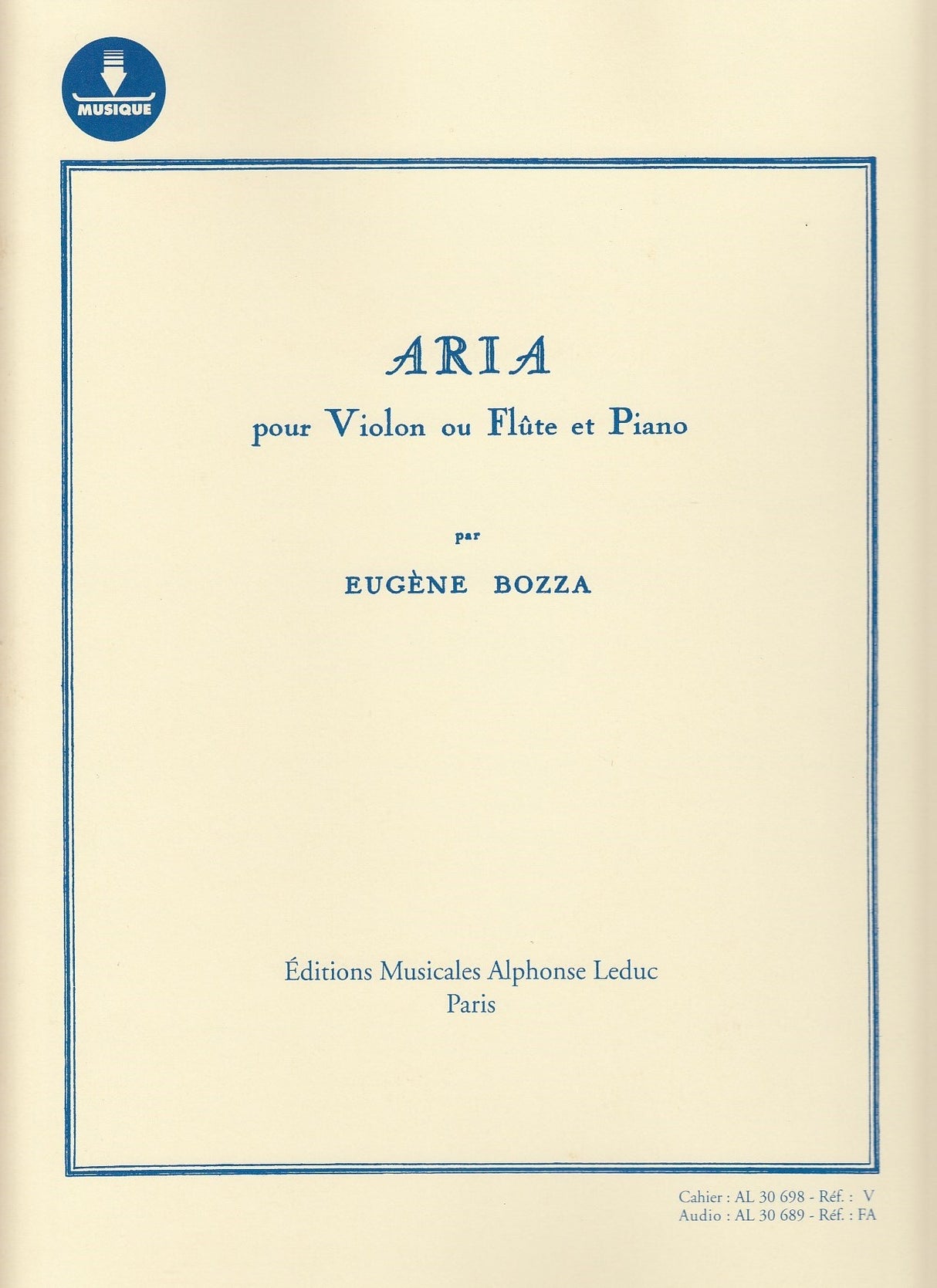 Bozza, Aria (Fl/Vn,Pf: + Downlard Card) (Leduc)