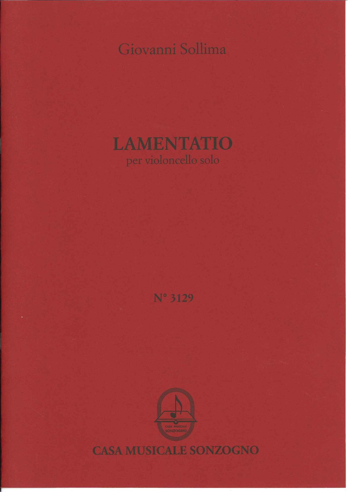 Sollima, Lamentatio (Vc Solo w. Voice) (Sonzogno)