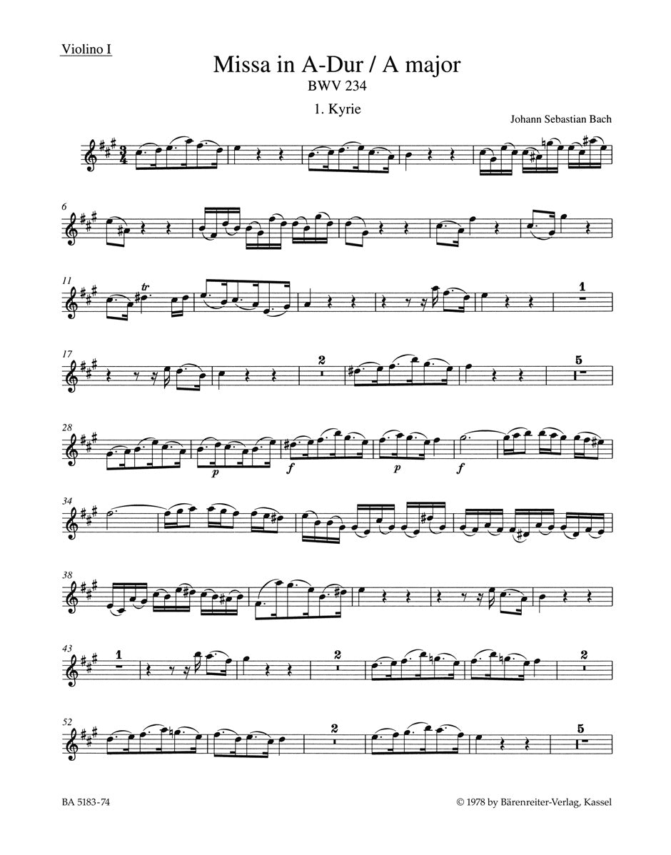 Bach, Missa BWV 234 in A (Barenreiter)