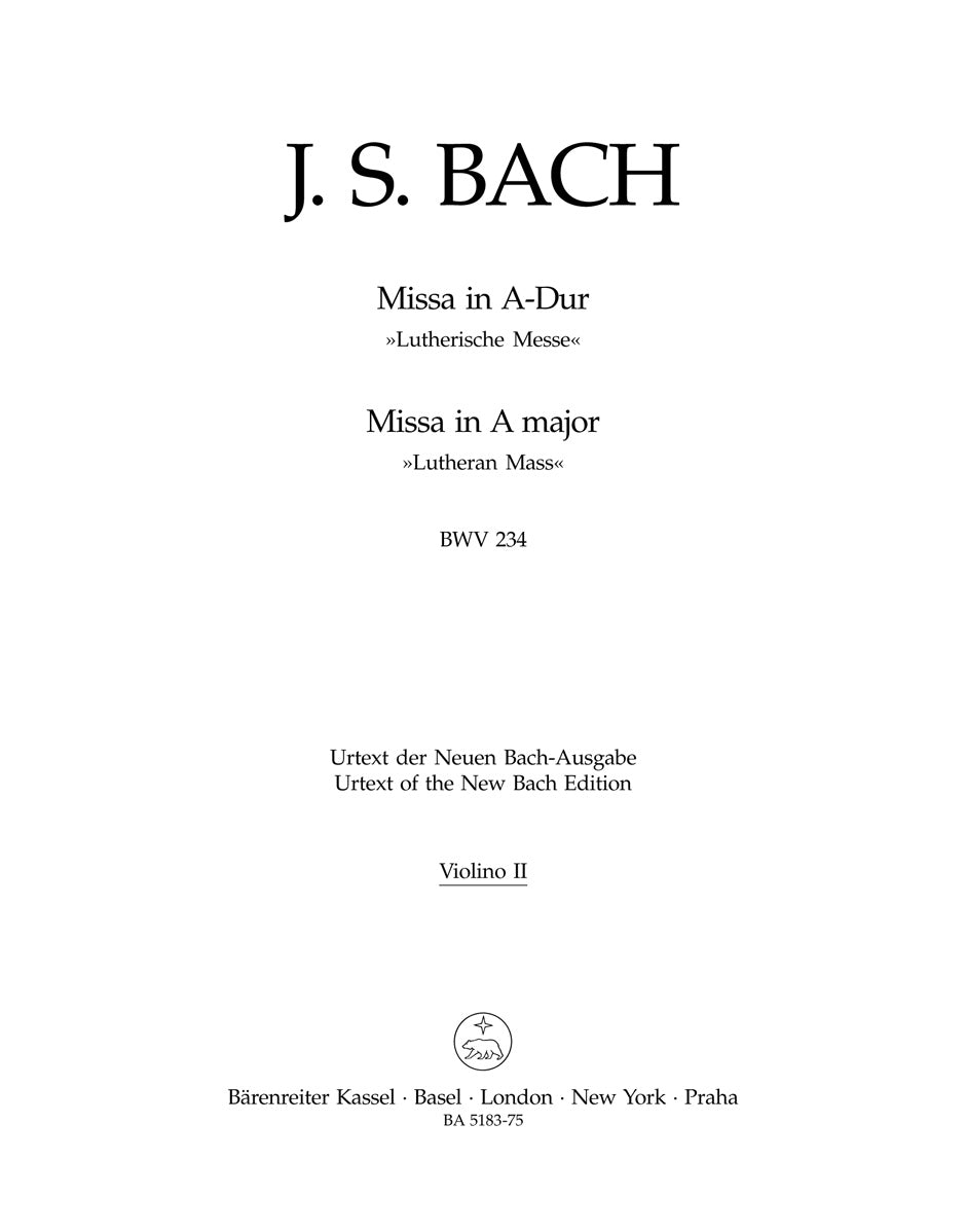 Bach, Missa BWV 234 in A (Barenreiter)