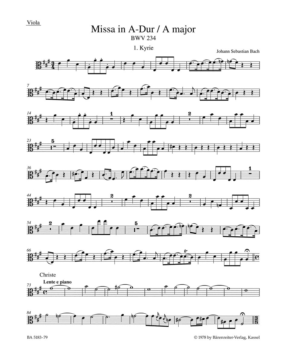 Bach, Missa BWV 234 in A (Barenreiter)