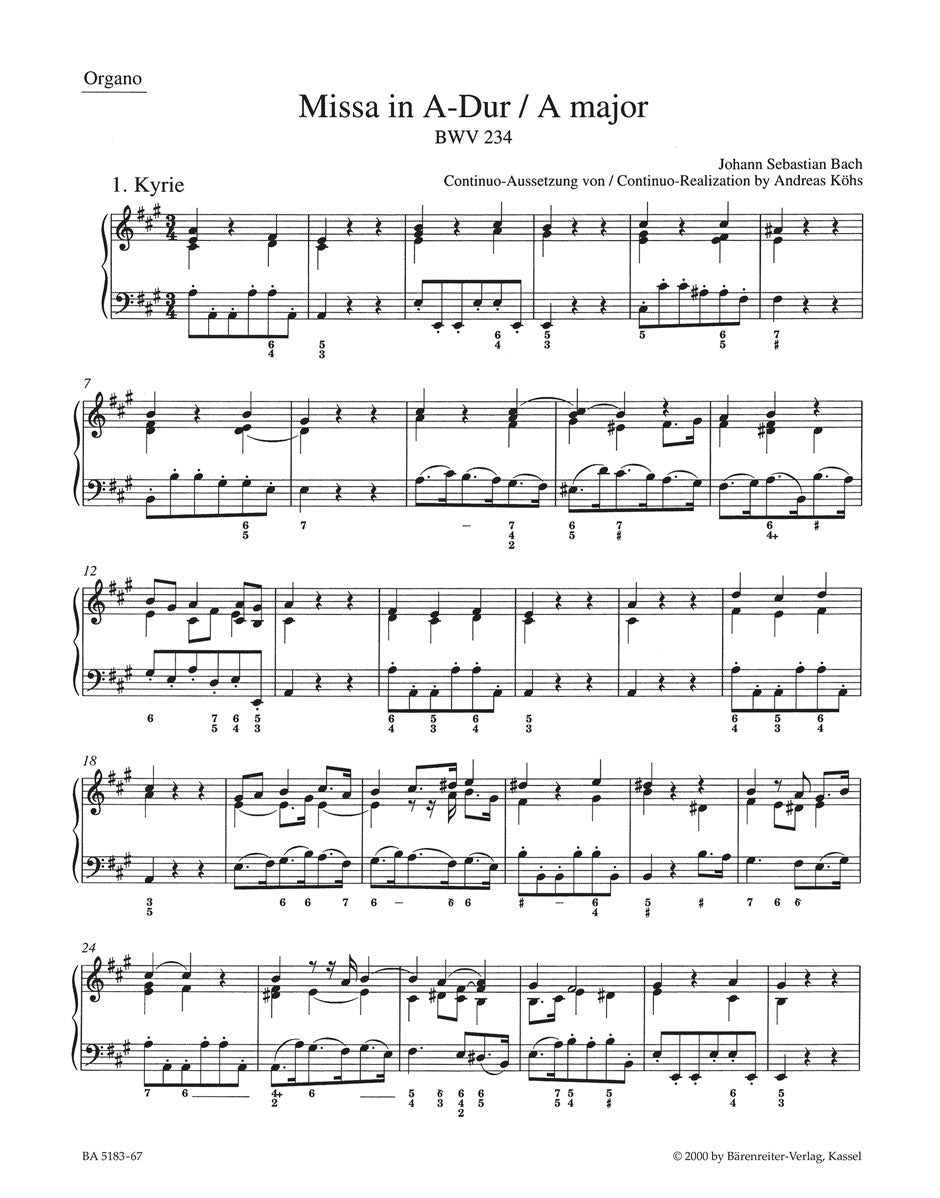 Bach, Missa BWV 234 in A (Barenreiter)