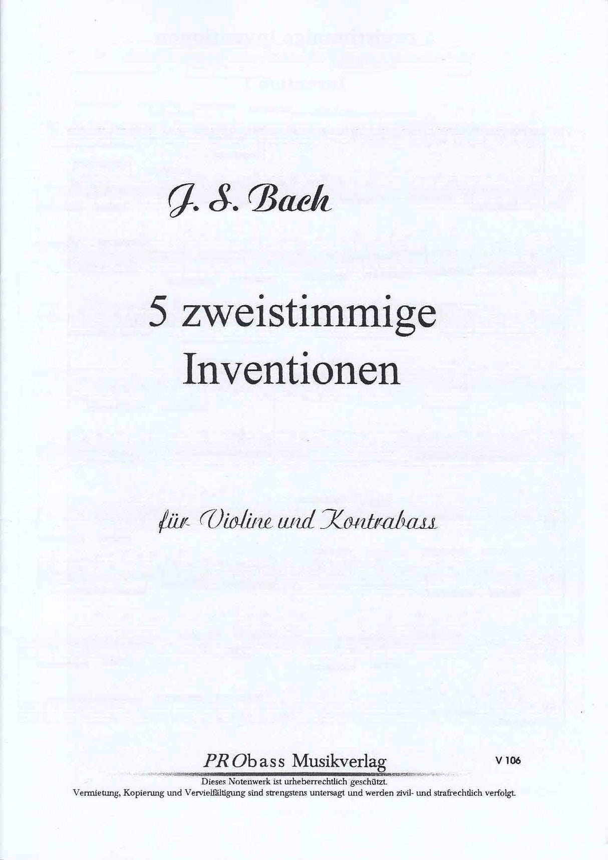 Bach, 5 Inventionen, 2-stimmige (Probass Musikverlag)