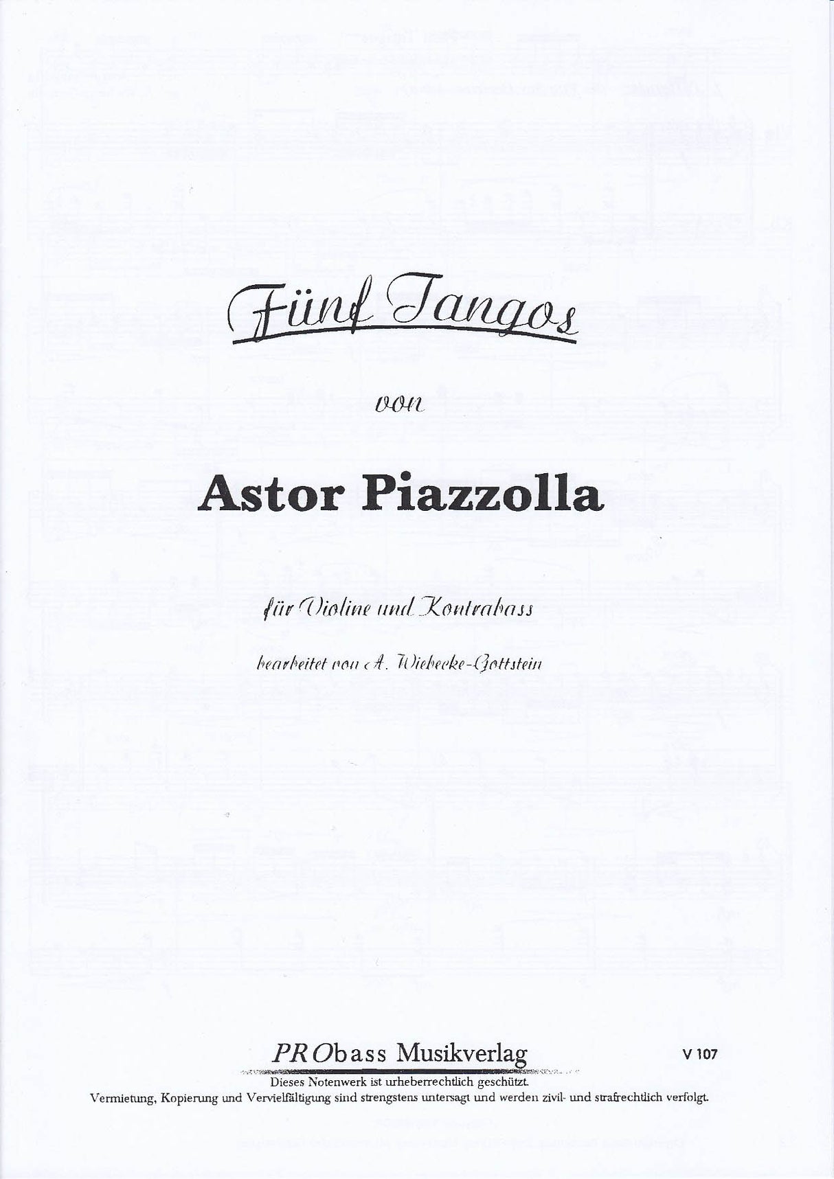 Piazzolla, 5 Tangos (Vn,CB) (Probass Musikverlag)