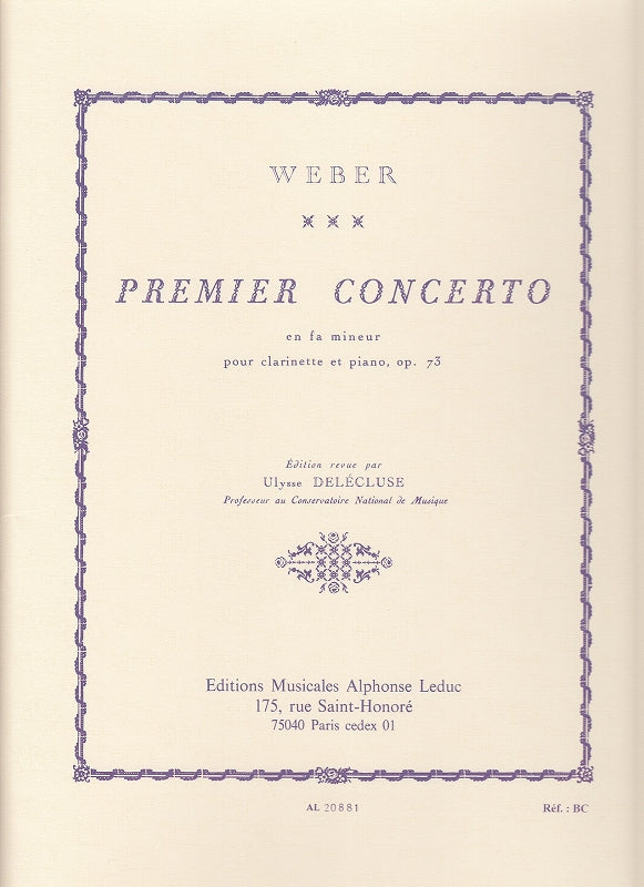 Weber, Concerto No. 1 op. 73 (Delecluse) (Leduc)