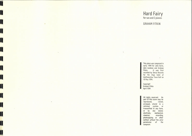 Fitkin, Hard Fairy (1994) (S.Sax, 2 Pf) (Graham Fitkin Group)