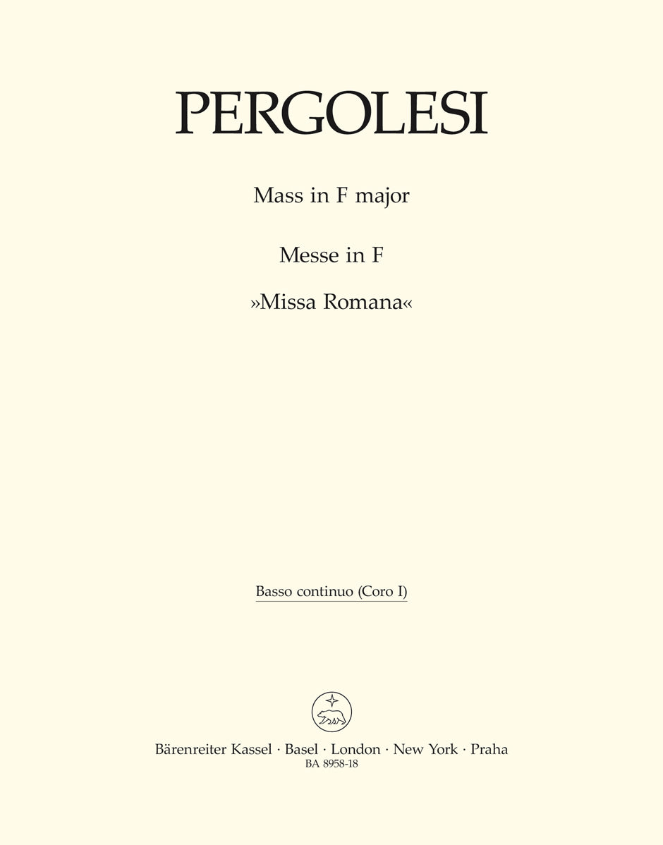 Pergolesi, Missa Romana Coro I Bassi (Barenreiter)