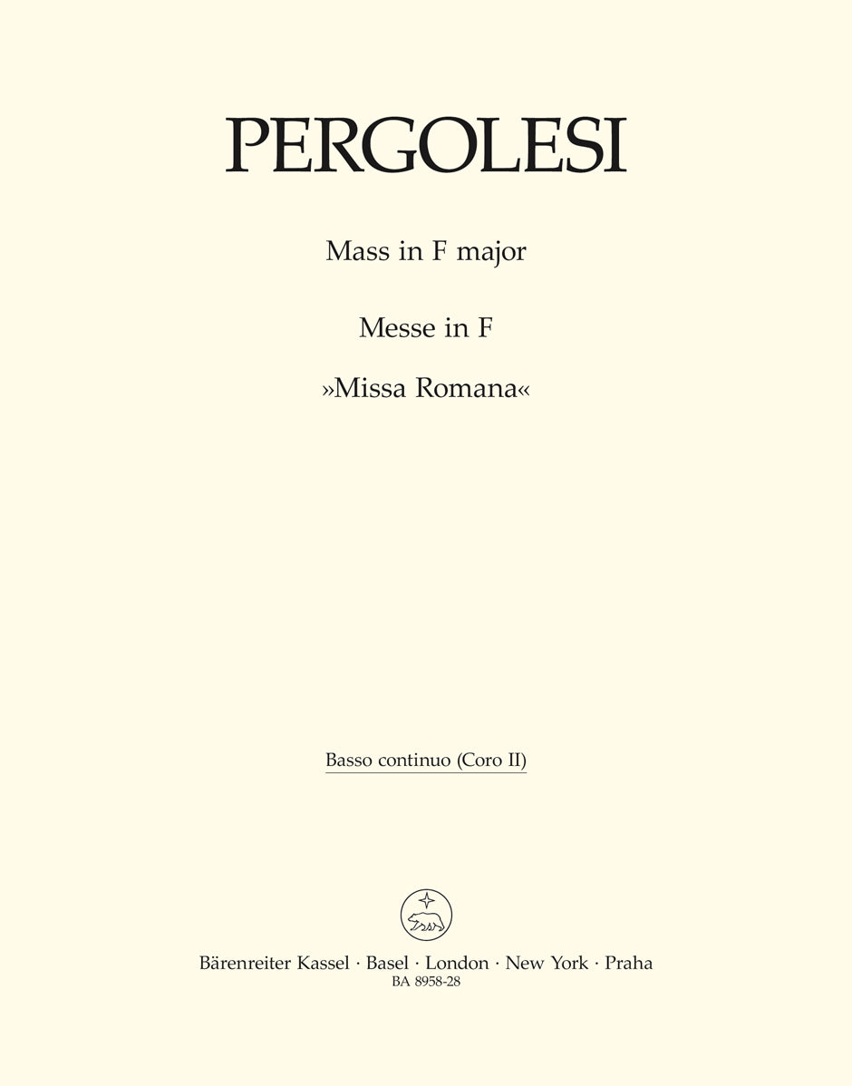 Pergolesi, Missa Romana Coro II Bassi (Barenreiter)