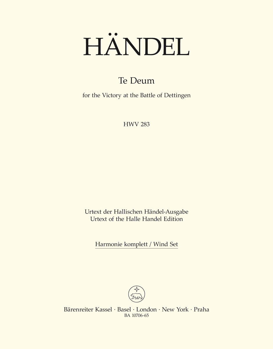 Handel, Te Deum HWV 283 Wind Set (Barenreiter)