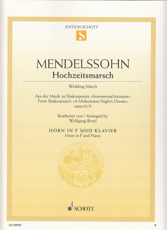 Mendelssohn, Hochzeitsmarsch (Hn,Pf) (Schott)