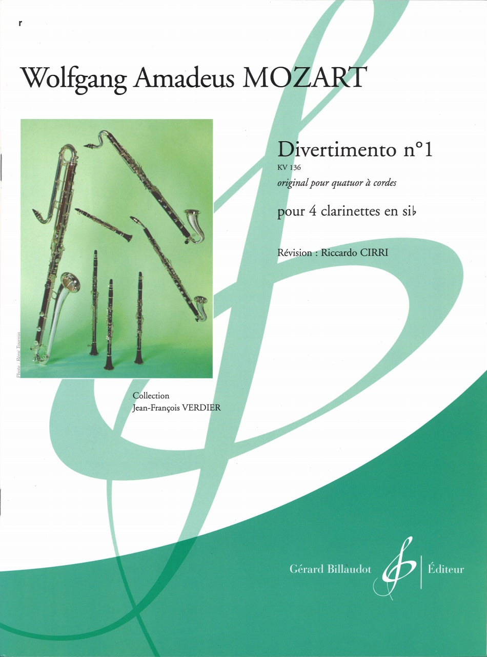 Mozart, Divertimento No. 1 KV 136 (4Cl) (Billaudot)