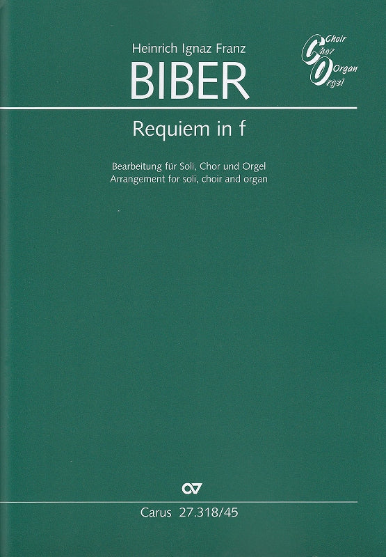 Biber, Requiem in f (Organ Vocal Score) (Carus)