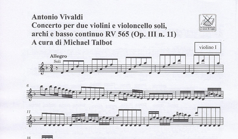 Vivaldi, Concerto op. 3/11(Talbot) Parts (Ricordi)