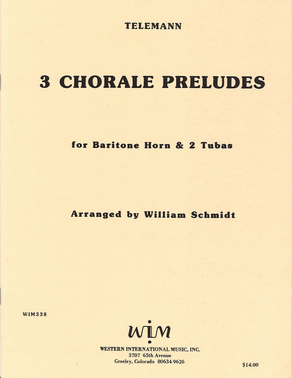 Telemann, 3 Chorale Preludes (Western International Music)