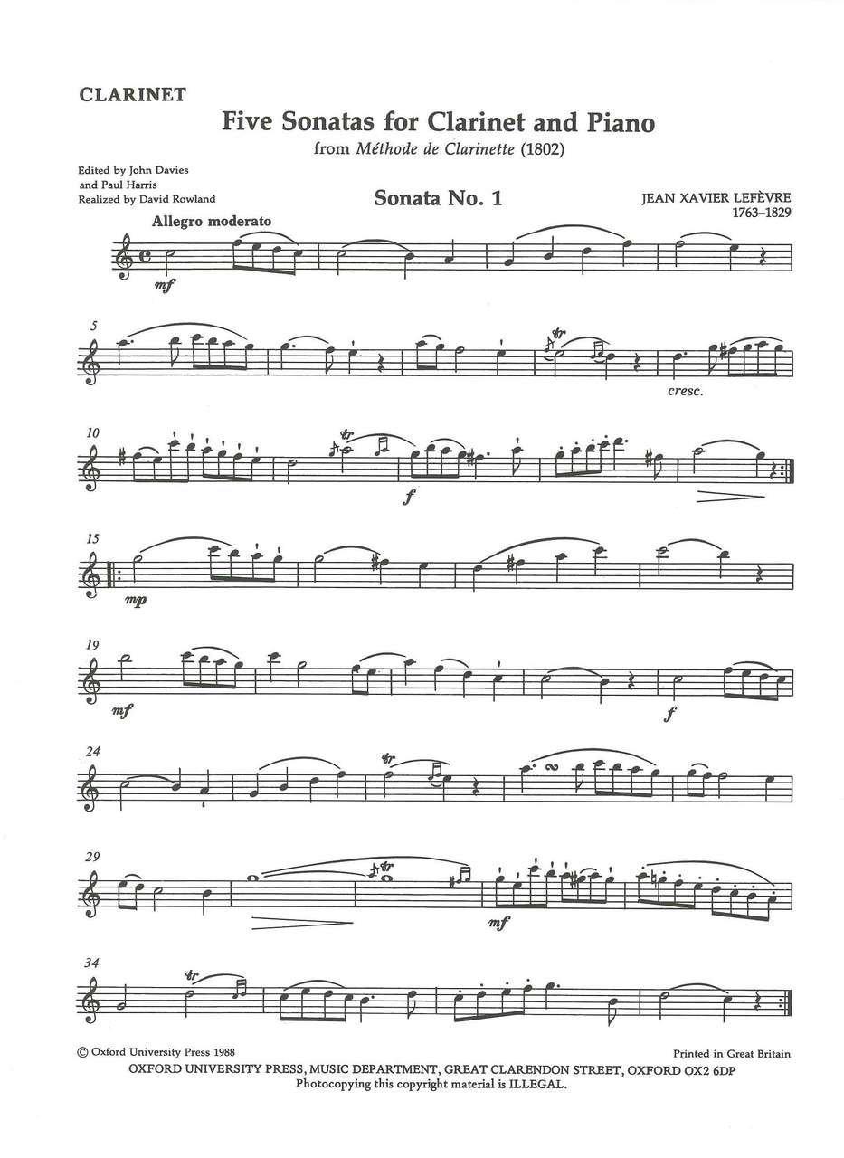 Lefevre, 5 Sonatas from 'Methode' (Oxford University Press)