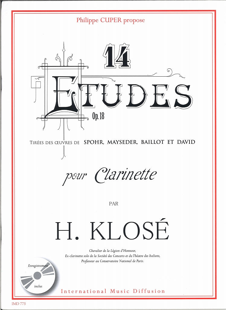 Klose, 14 Etudes op. 18 (+CD) (IMD (International Music Diffusion))