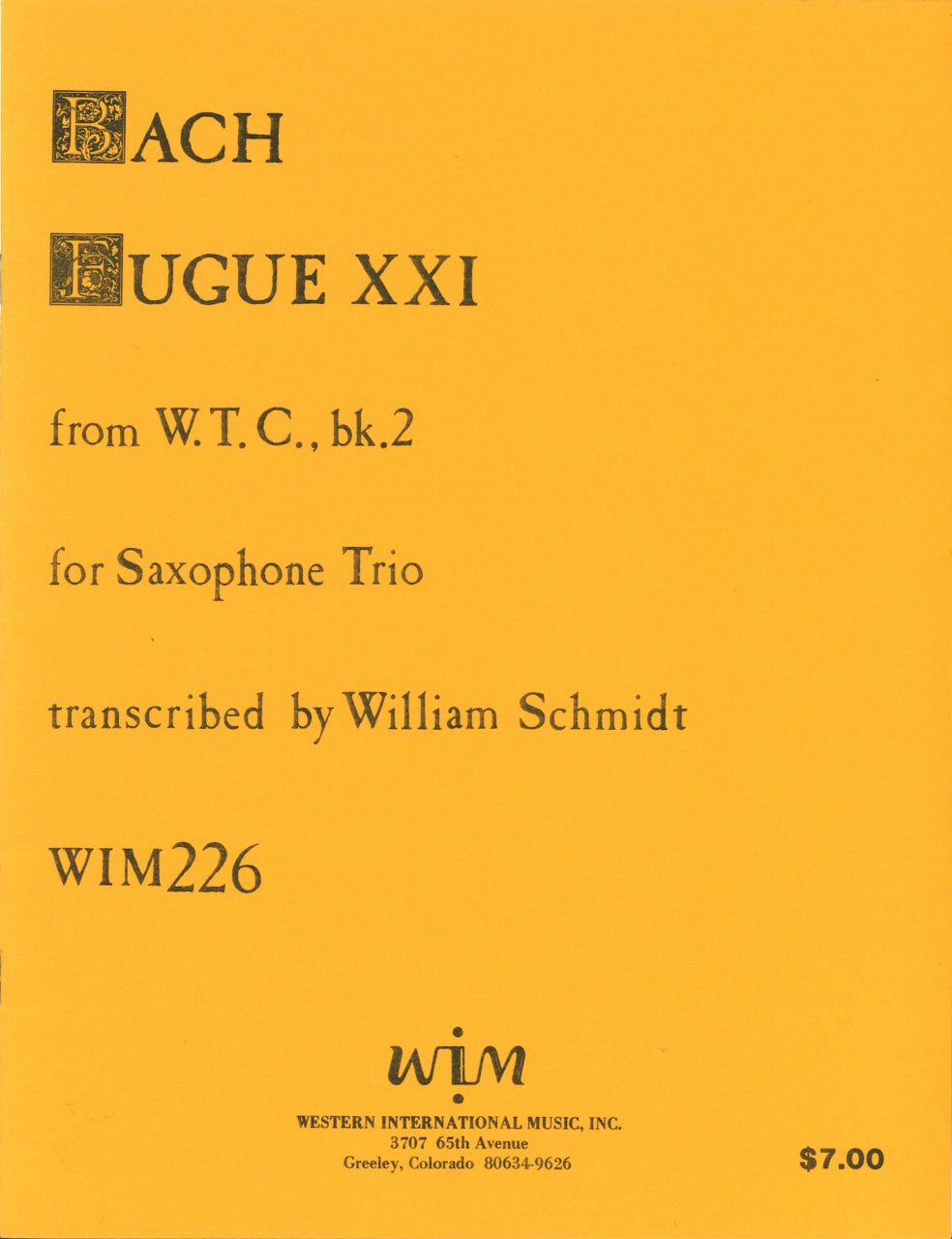 Bach, Fugue No. 21 from WTC 2 (SABr) (Western International Music)